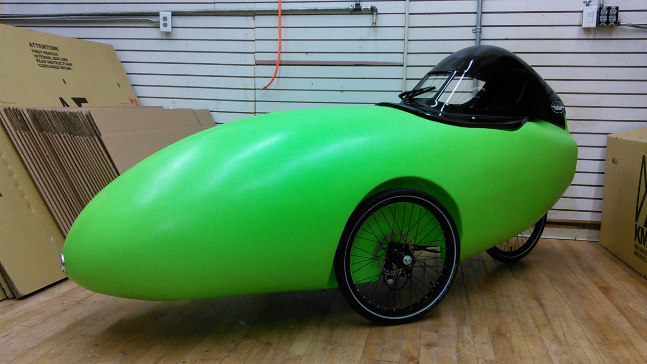 Bright Green Trisled Rotovelo Velomobile