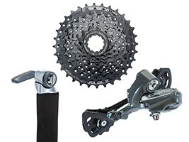 8 SPEED - MICROSHIFT BAR ENDS, CLARIS REAR DERAILLEUR/11-32 CASSETTE